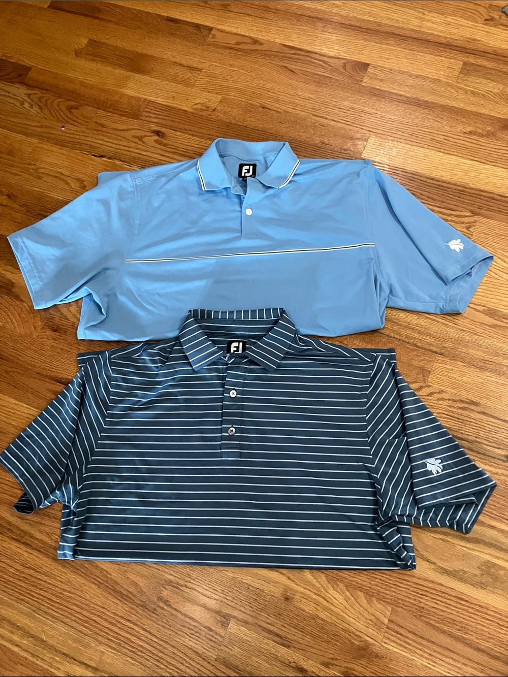 FootJoy Two-Pack Men's Polo Set in Sky Blue and Navy Stripe Sz L EUC
